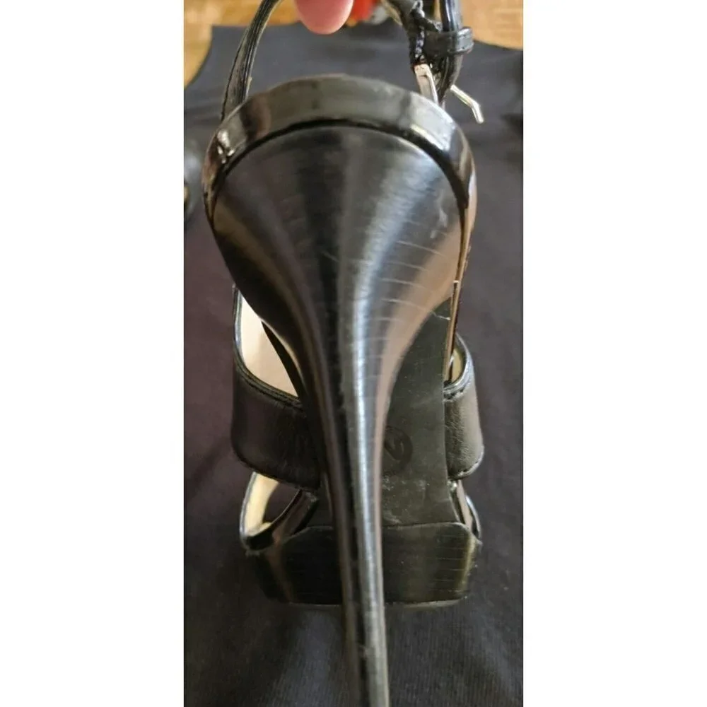 Michael Kors AF12 Black Platform Strappy Sandal Stiletto Heel Size 7M